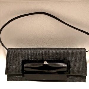 NWT ESCADA Vint Y2K Black Canvas & Patent Leather Bag Shoulder Clutch MSRP $600